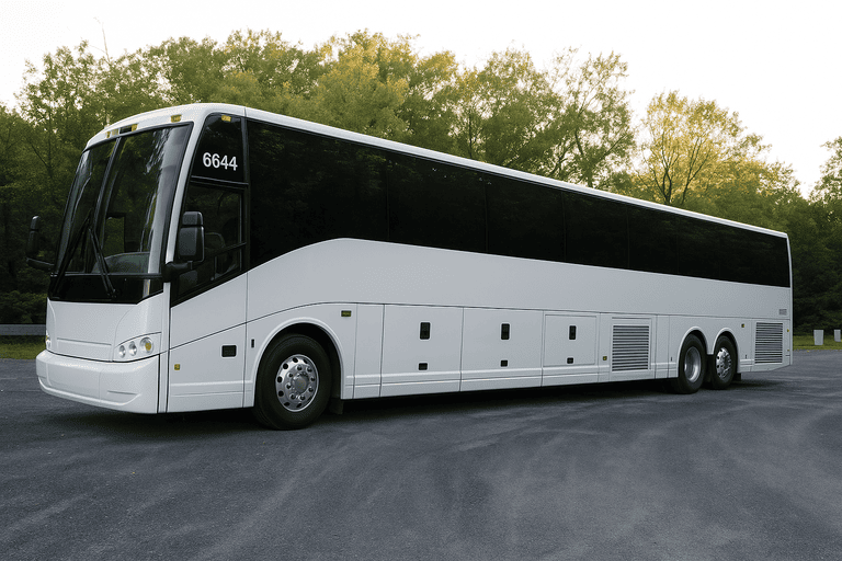 exterior of Charter Bus Rental Cedar Rapids coach bus